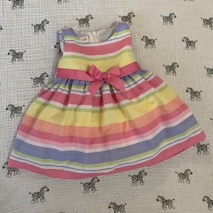 Baby girl striped formal dress 3-6 months EUC